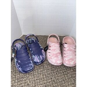 New 2 Pairs Rugged Shark Women's Size 7 Clog Sandals Lavender, Pink